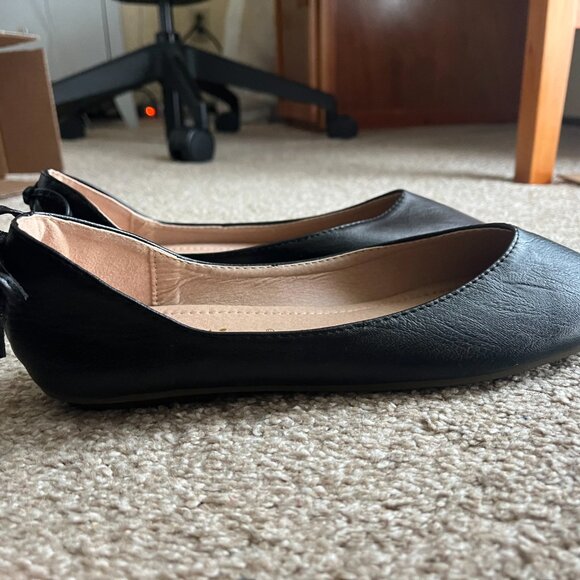 Black Leather Ballet Flats Women's U.S. Size 8.5 - Picture 3 of 3